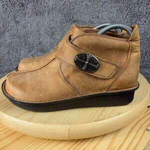 Alegria Caiti Boots Womens Size 5.5 Leather Brown Orthopedic Rocker Heel Ankle